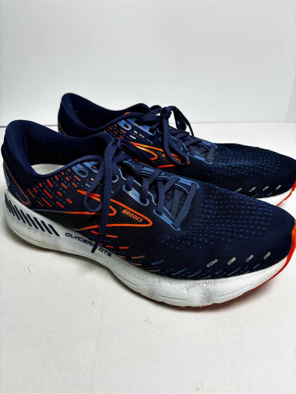 Brooks Glycerin GTS 20 Men’s 10.5 D Navy Orange Running Performance Shoes - Picture 2 of 9